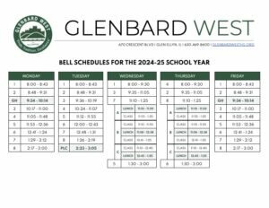 Glenbard West Bell Schedules 24 25 SY